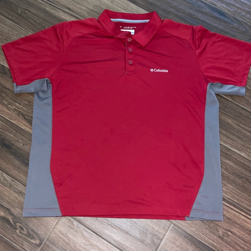 Columbia Omni-Shade Red and Gray Polo Size XL